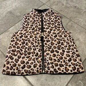 Reversible Puffer Vest Black/Leopard